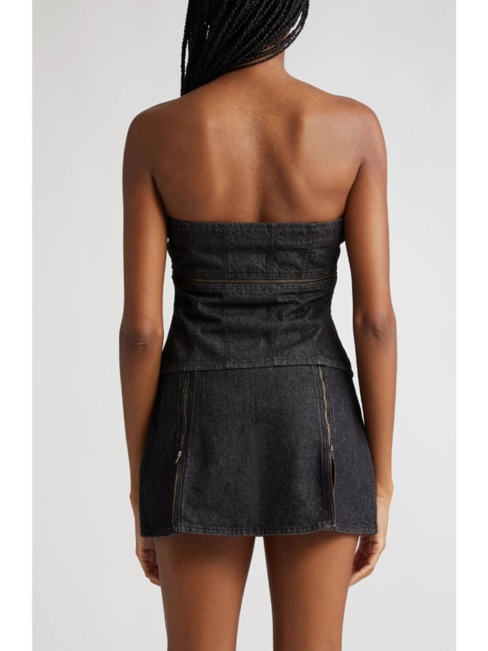 Miaou Ana Women's Strapless Cotton Denim Corset Top Black Size L - Picture 2 of 5